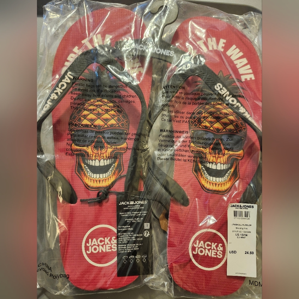 NWT Jack & Jones flip flops mens 13/14